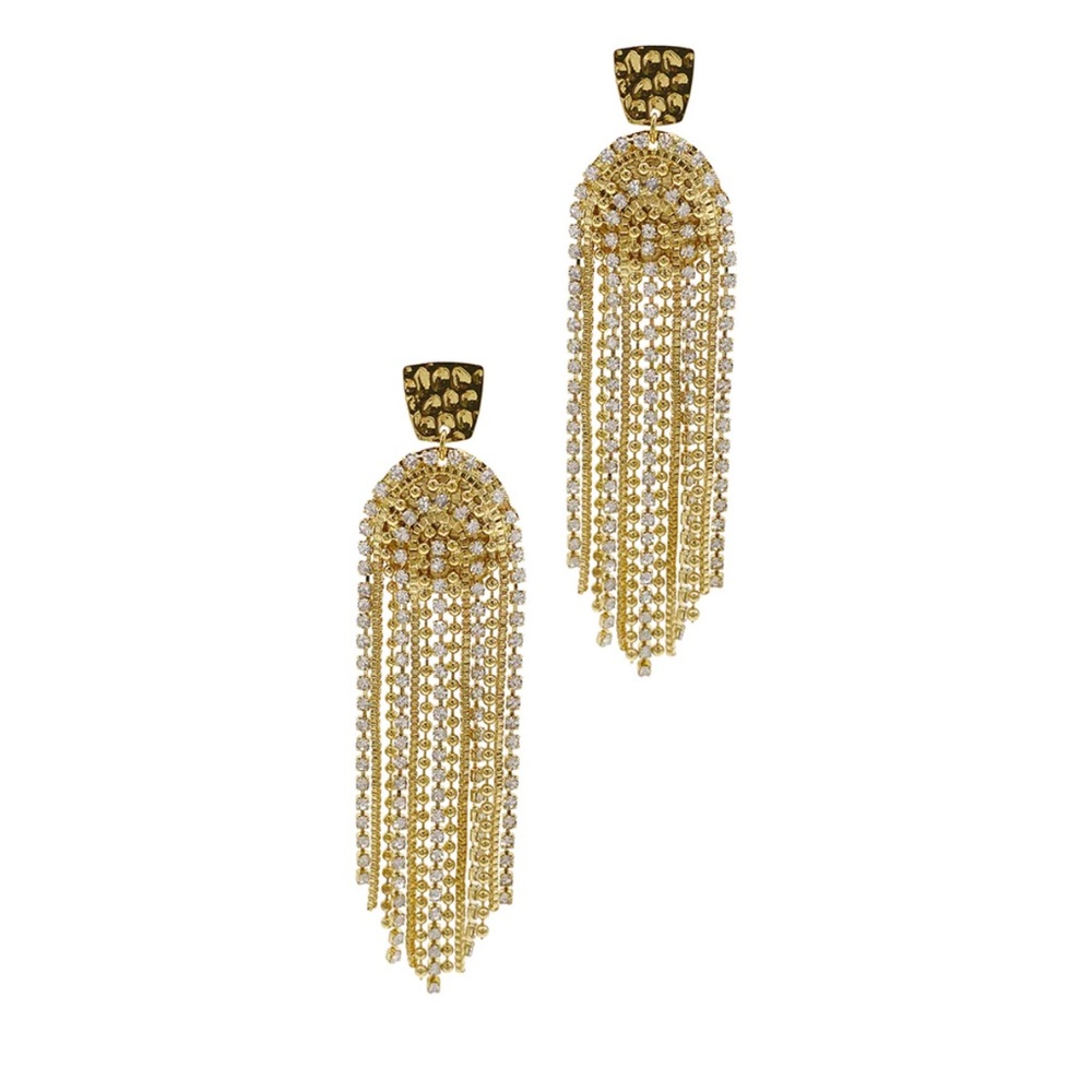 Cascading statement earrings 14k gold plated nwt